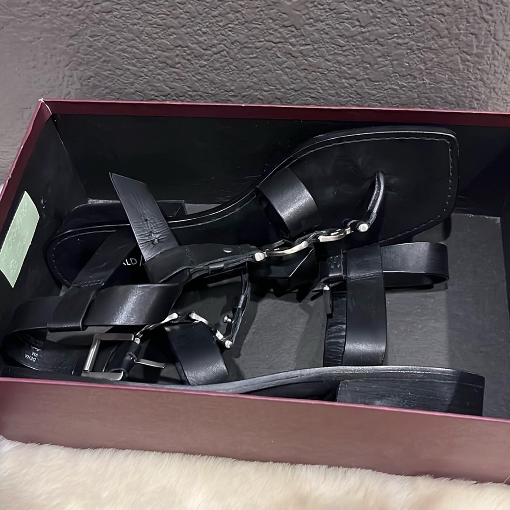 Donald J. Pliner Black Leather Strappy Sandals